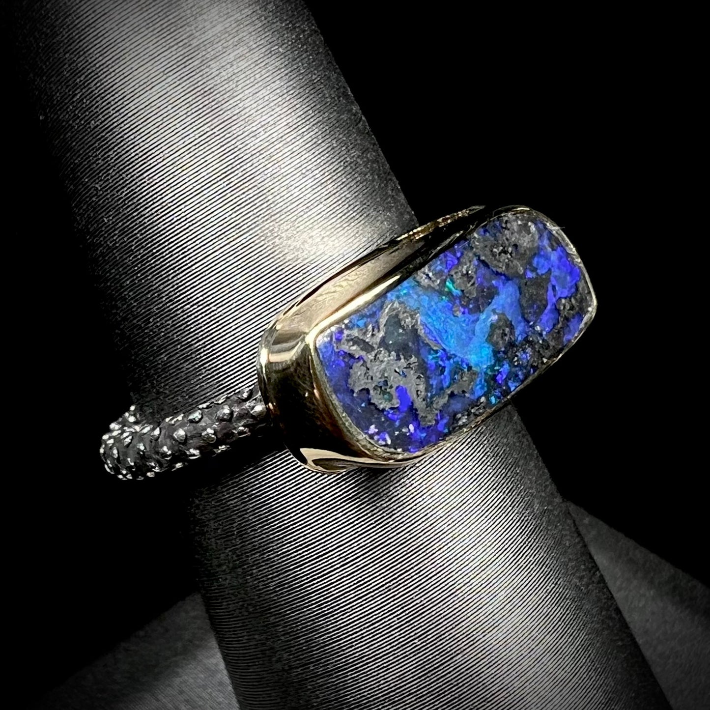 Saskia | "Elyse Clark" Boulder Opal Ring in 18k Gold & Sterling Silver