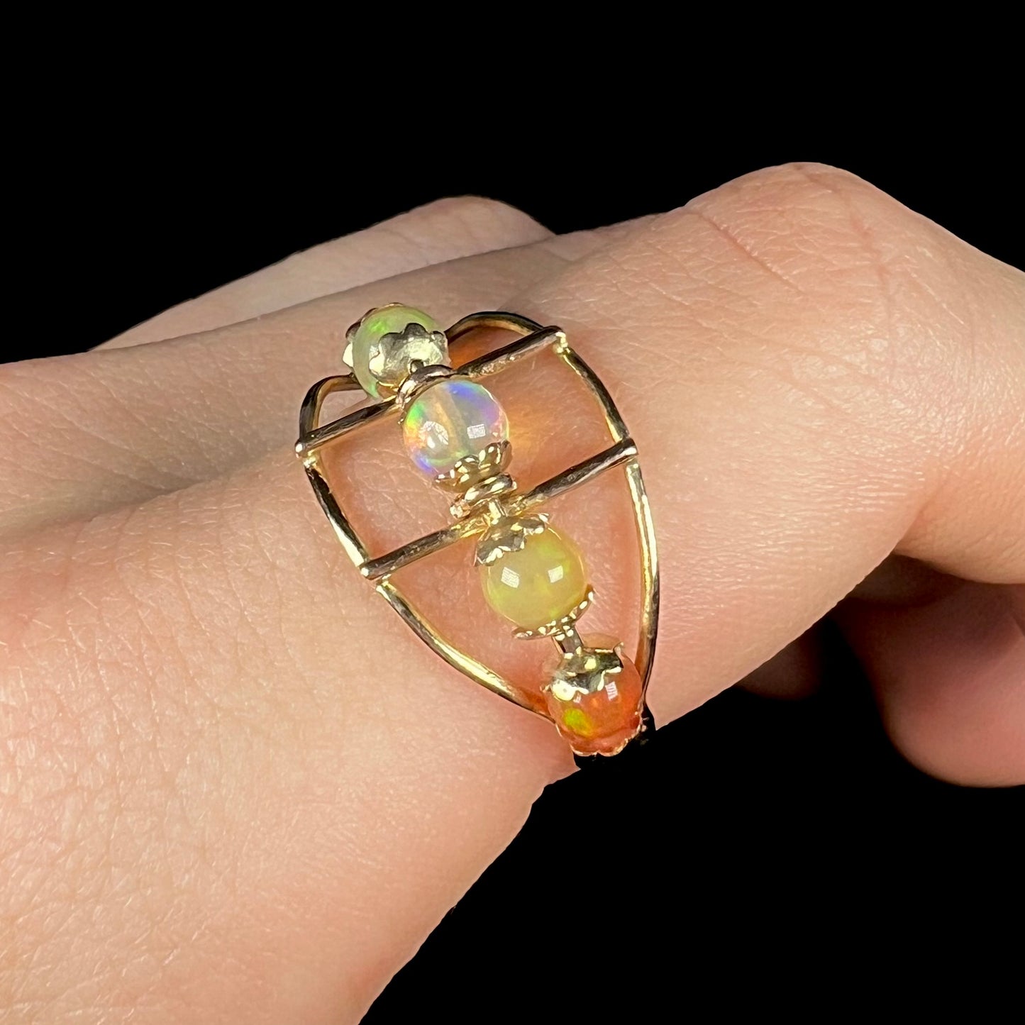 Lisa | Estate Fire Opal Spinner Ring in 18k Gold