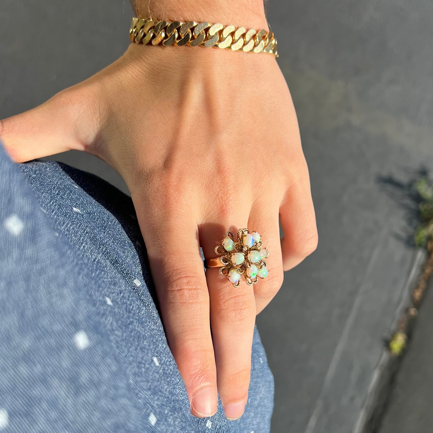 Mabel | Mid-Century Atomic Opal Ring in 10k Gold, c.1950's