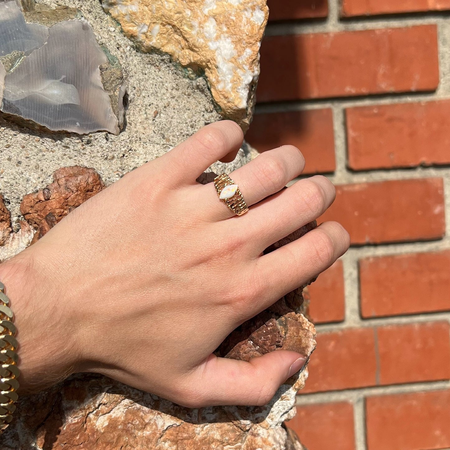 Martina | Marquise Cut Australian Opal Ring in 10k Gold