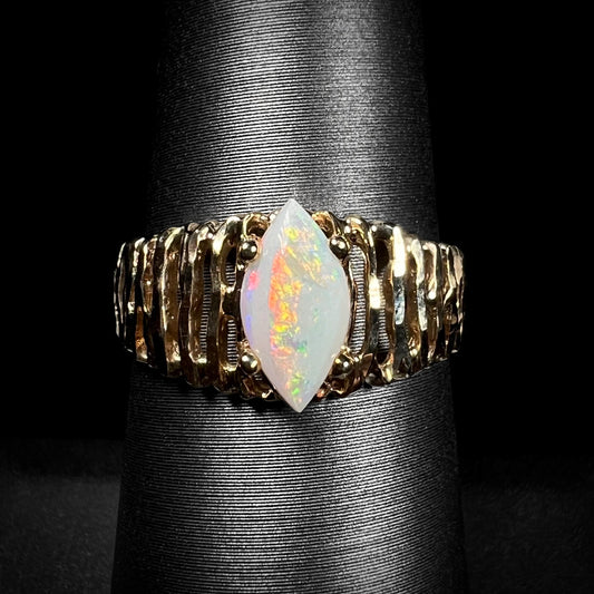 Martina | Marquise Cut Australian Opal Ring in 10k Gold