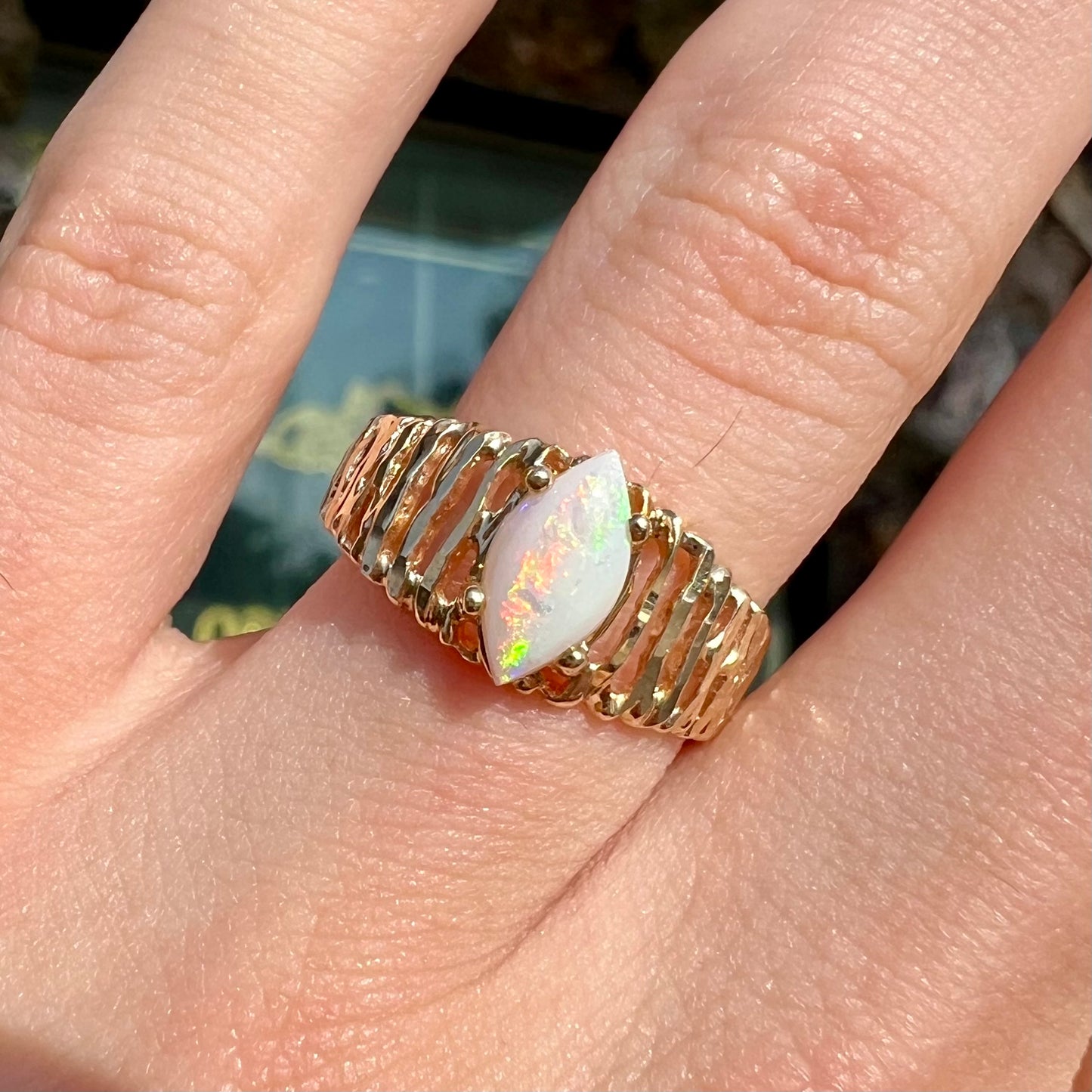 Martina | Marquise Cut Australian Opal Ring in 10k Gold