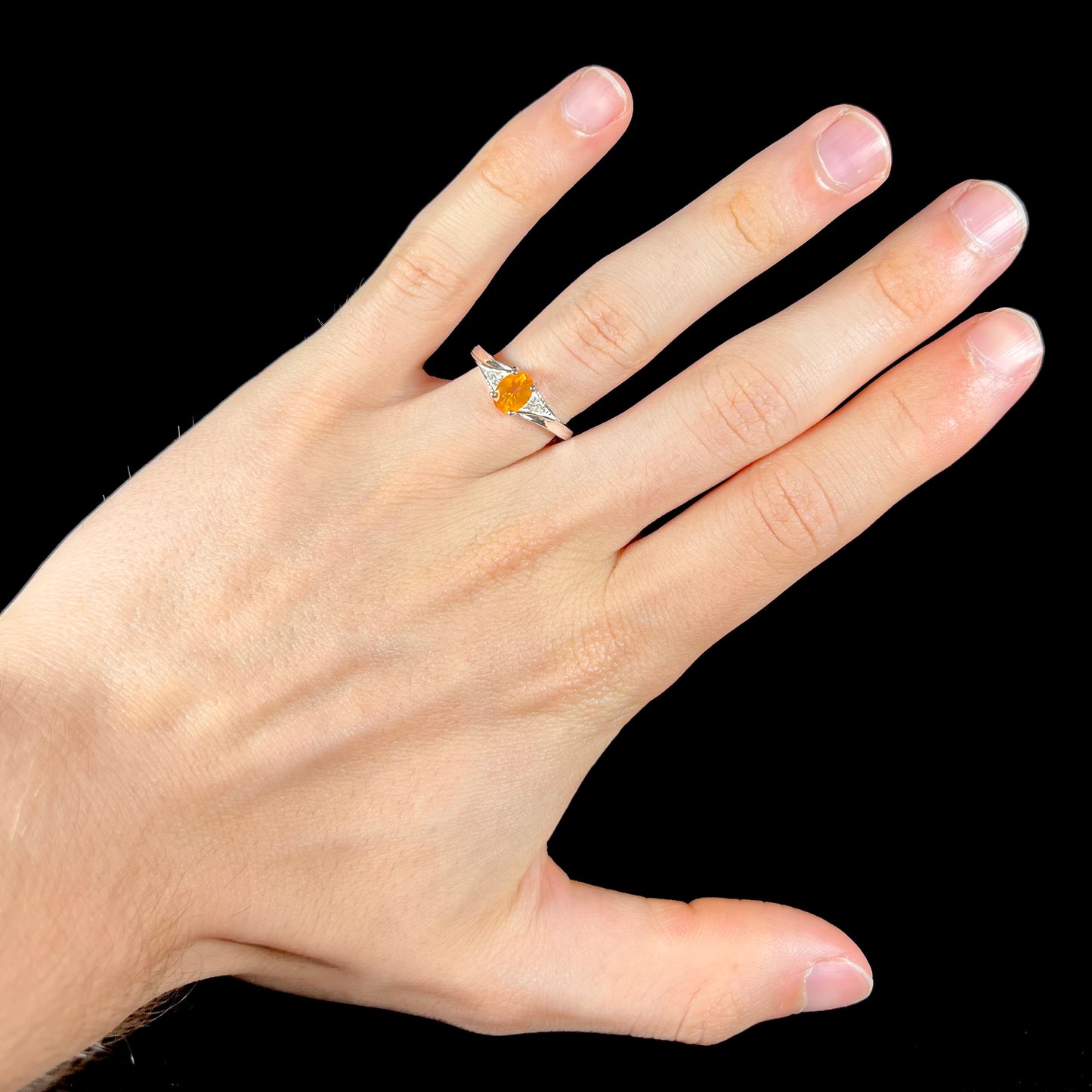 Jenna | Jalisco Fire Opal Ring in Sterling Silver