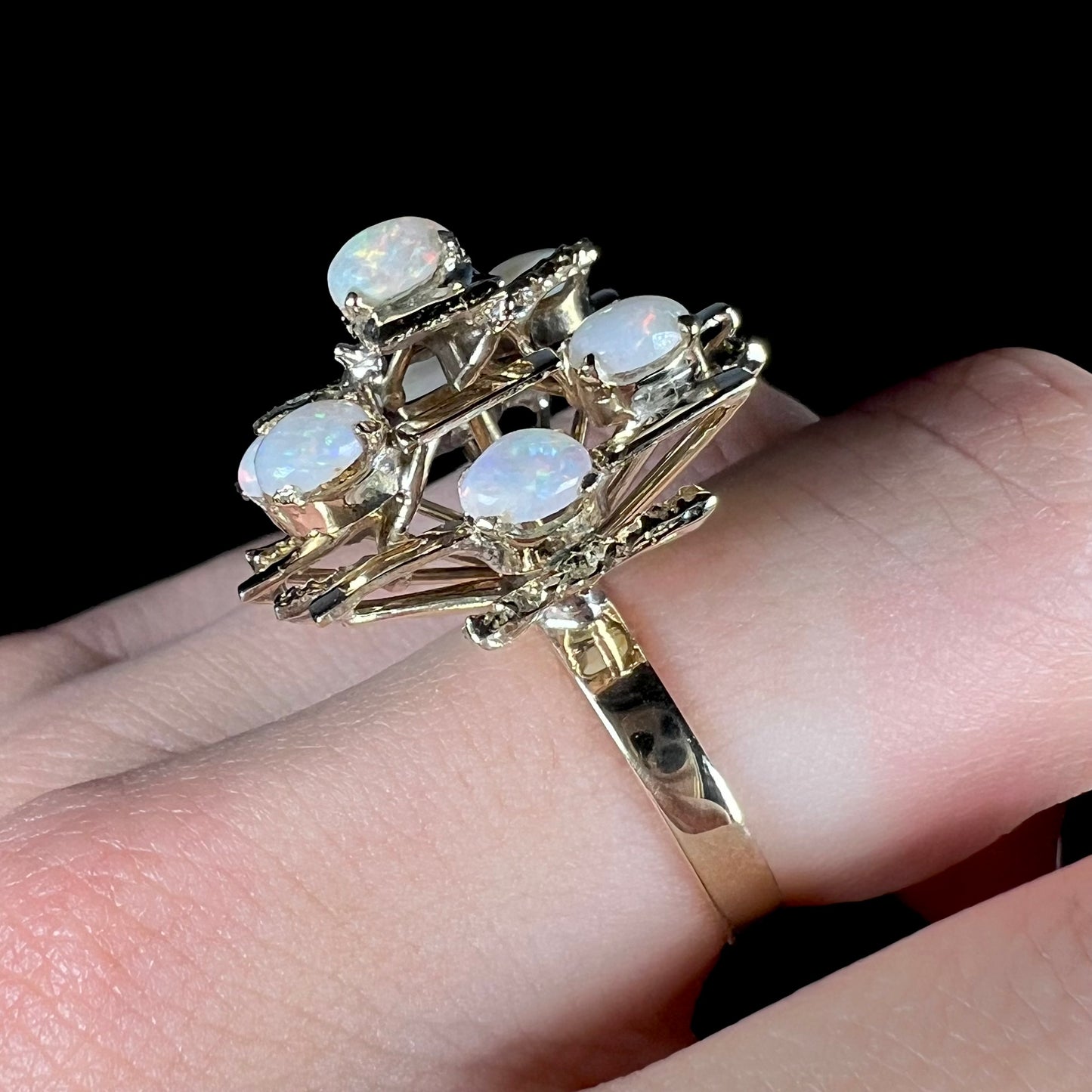 Marge | Mid-Century Modern Opal Cluster Ring in 12kt Gold, c.1950's