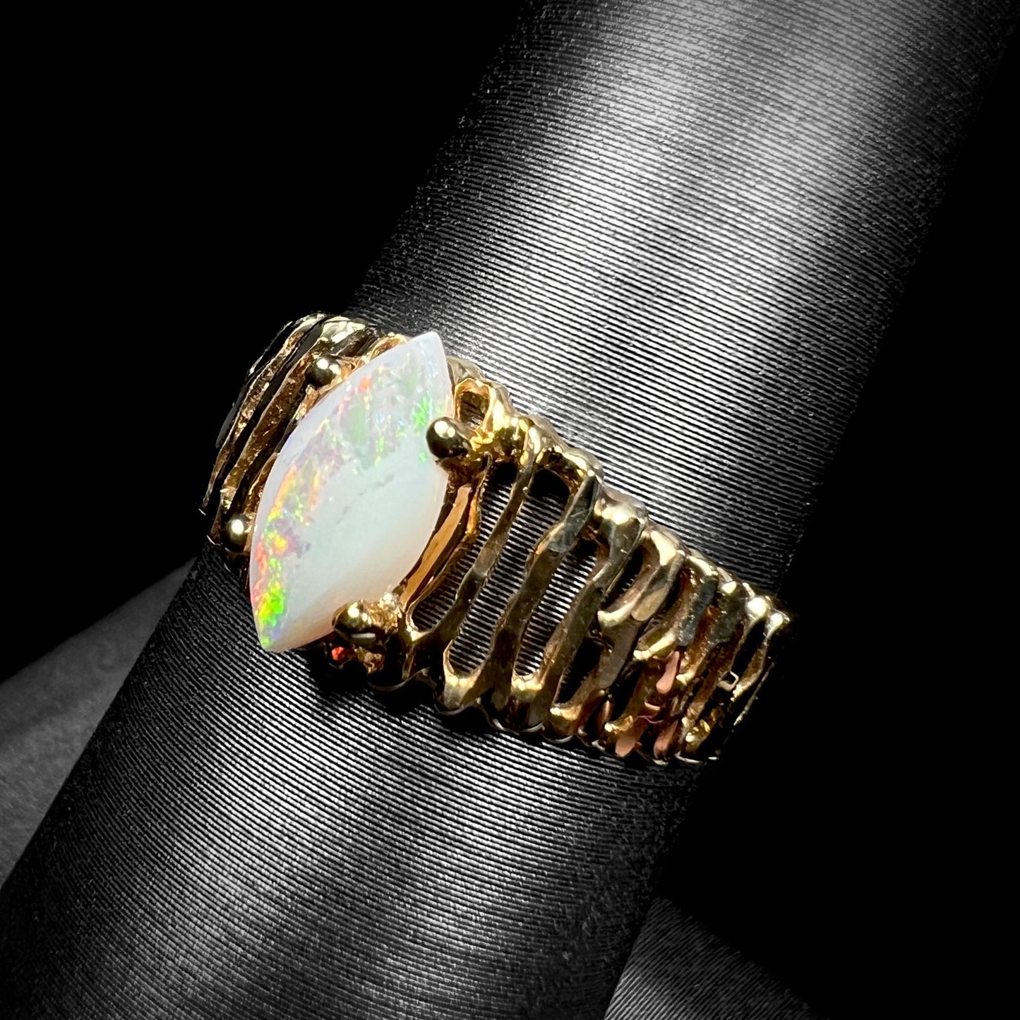 Martina | Marquise Cut Australian Opal Ring in 10k Gold