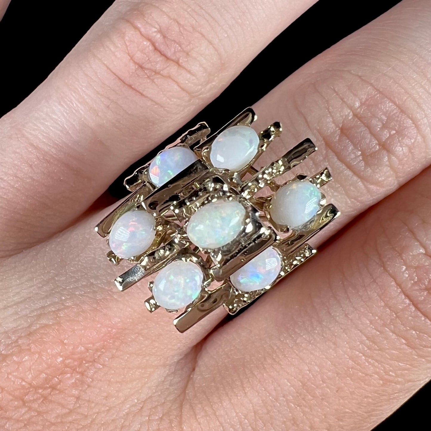 Marge | Mid-Century Modern Opal Cluster Ring in 12kt Gold, c.1950's