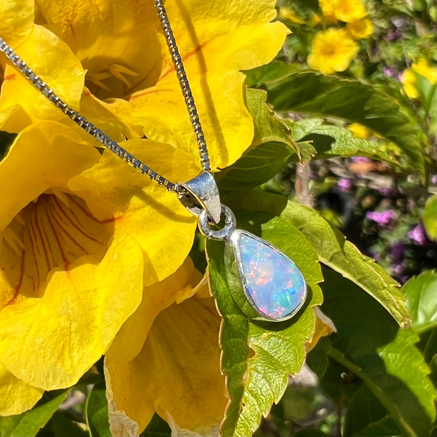 Maddie | Petite Enhanced Opal Necklace in Sterling Silver