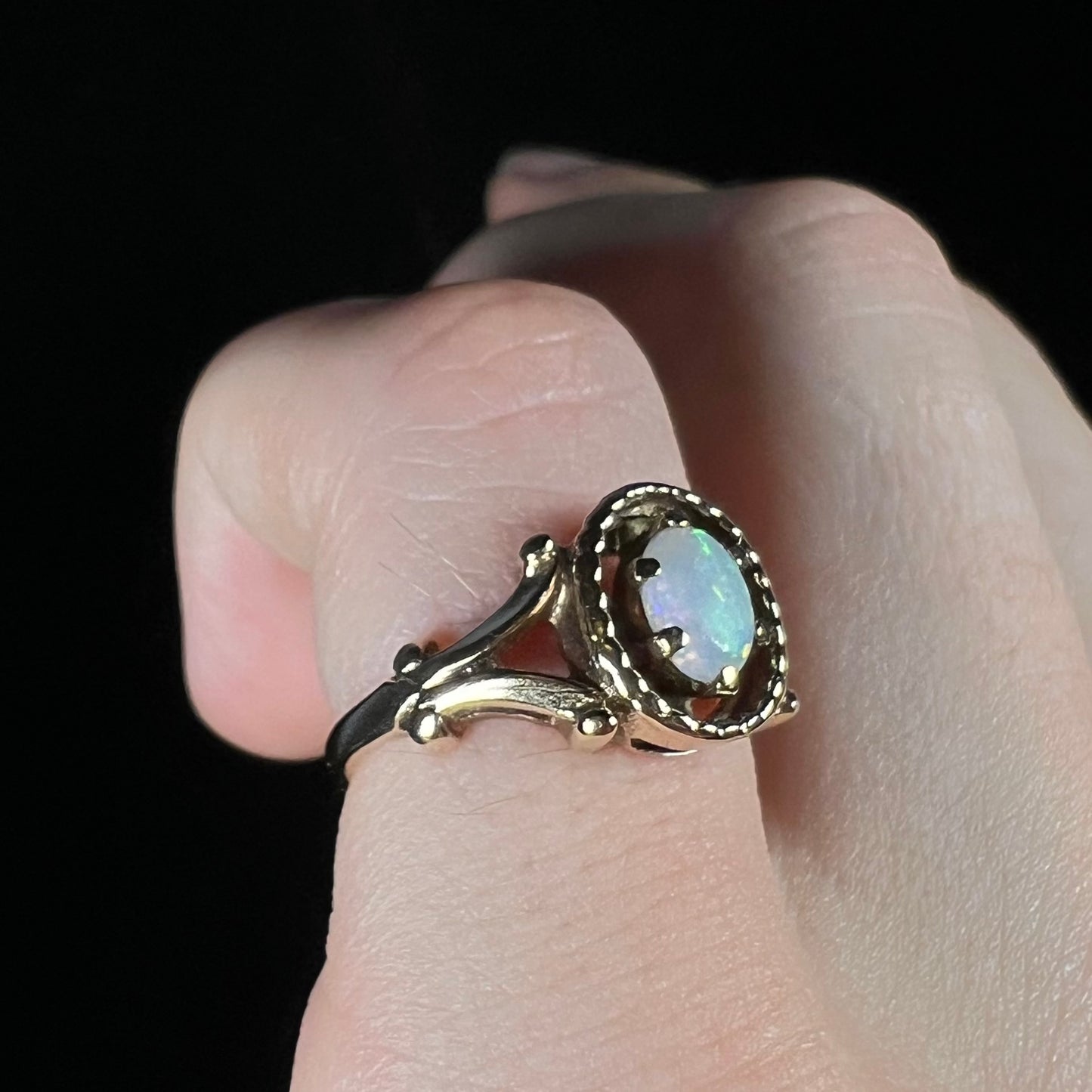 Eleanor | Nouveau Revival Opal Solitaire Ring in 10k Gold