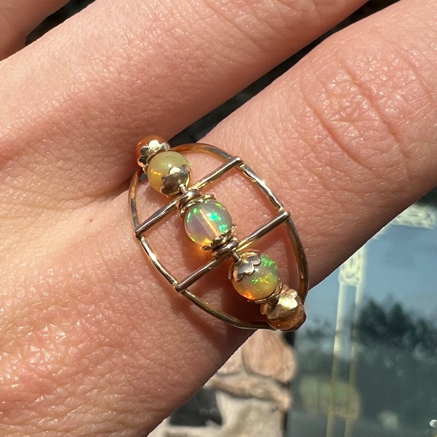 Lisa | Estate Fire Opal Spinner Ring in 18k Gold