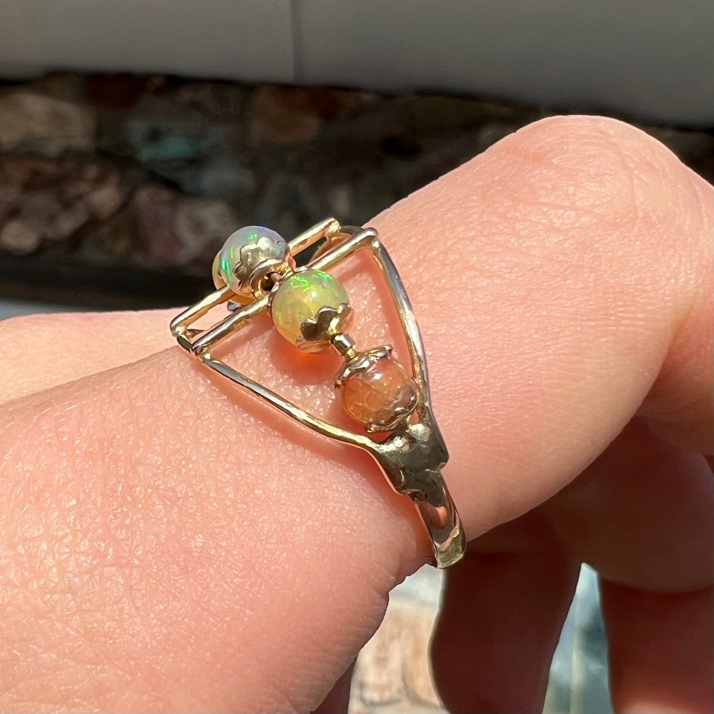 Lisa | Estate Fire Opal Spinner Ring in 18k Gold