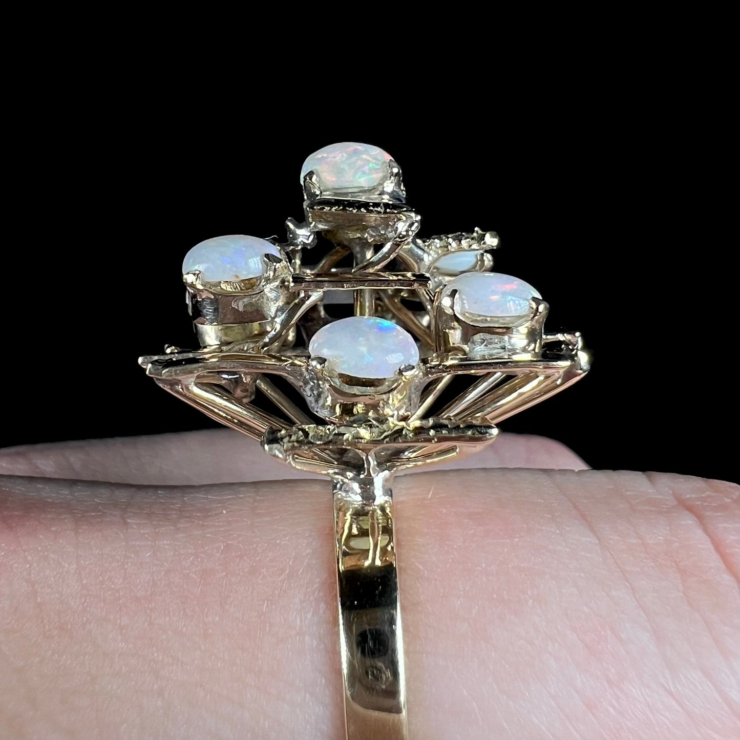 Marge | Mid-Century Modern Opal Cluster Ring in 12kt Gold, c.1950's