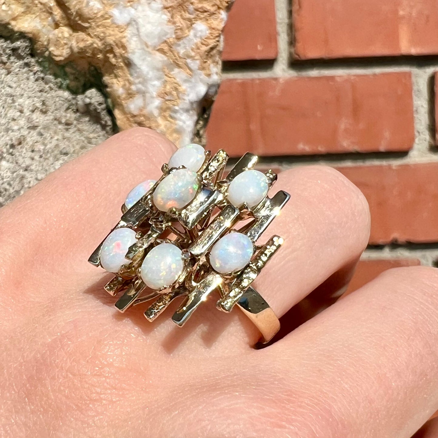 Marge | Mid-Century Modern Opal Cluster Ring in 12kt Gold, c.1950's