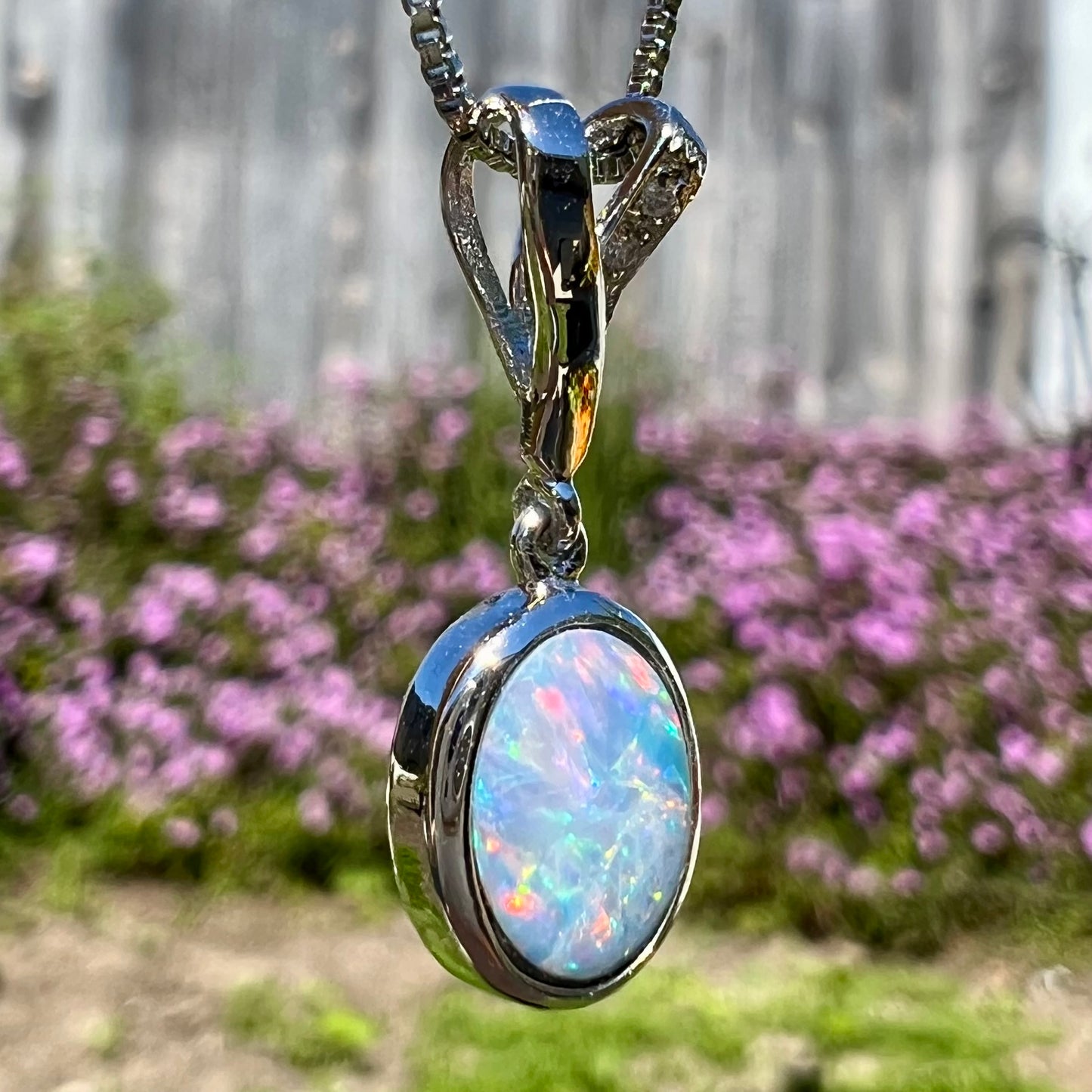 Margaret | Black Opal Doublet Necklace in Sterling Silver