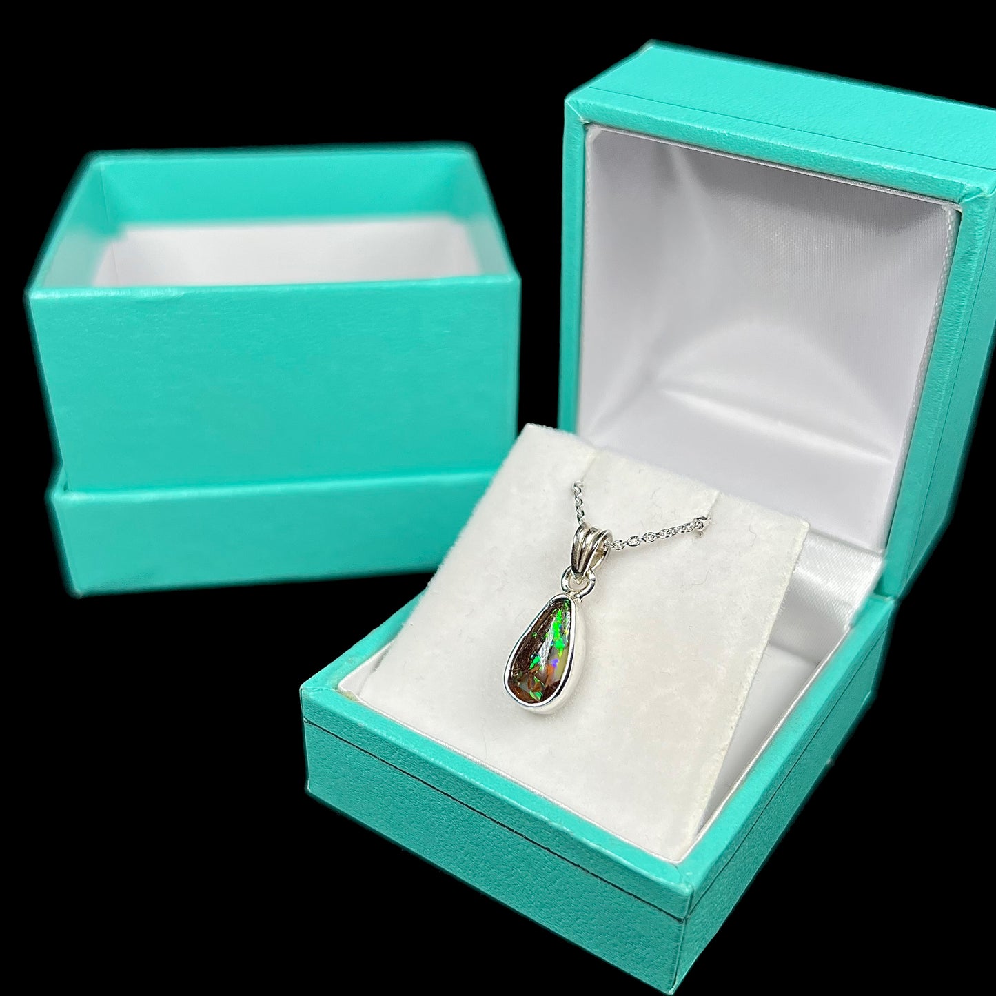 Malia | 1.89ct Boulder Opal Necklace in Sterling Silver