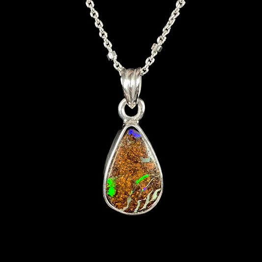 Jan | 3.20ct Boulder Opal Necklace in Sterling Silver