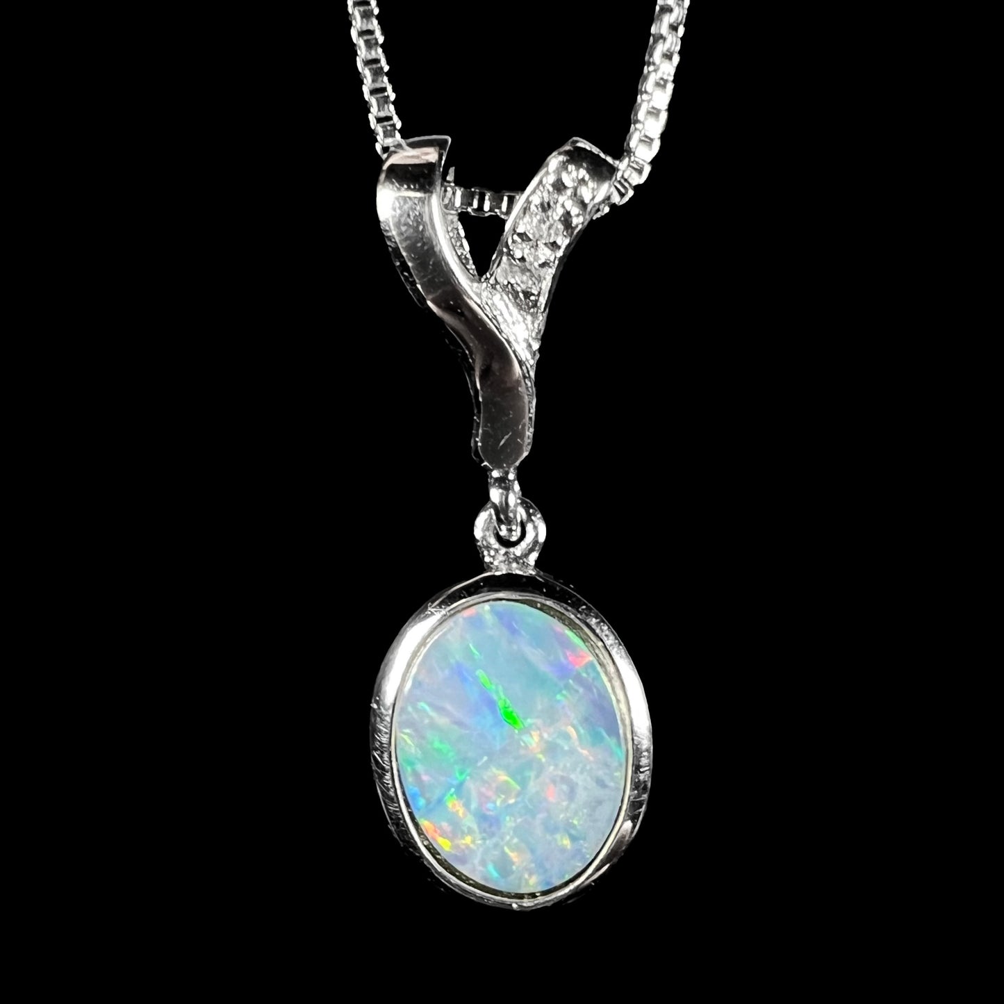 Margaret | Black Opal Doublet Necklace in Sterling Silver