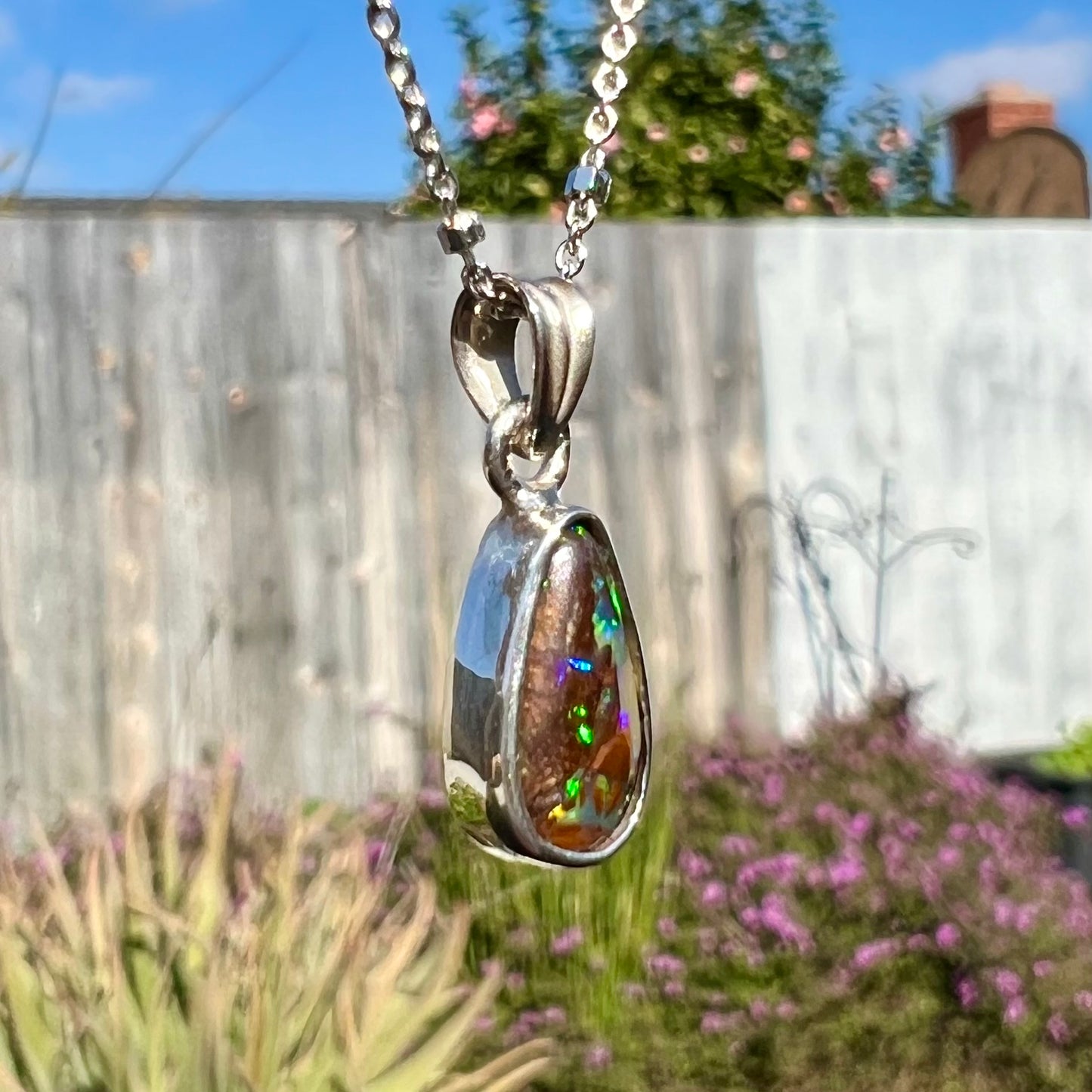 Malia | 1.89ct Boulder Opal Necklace in Sterling Silver