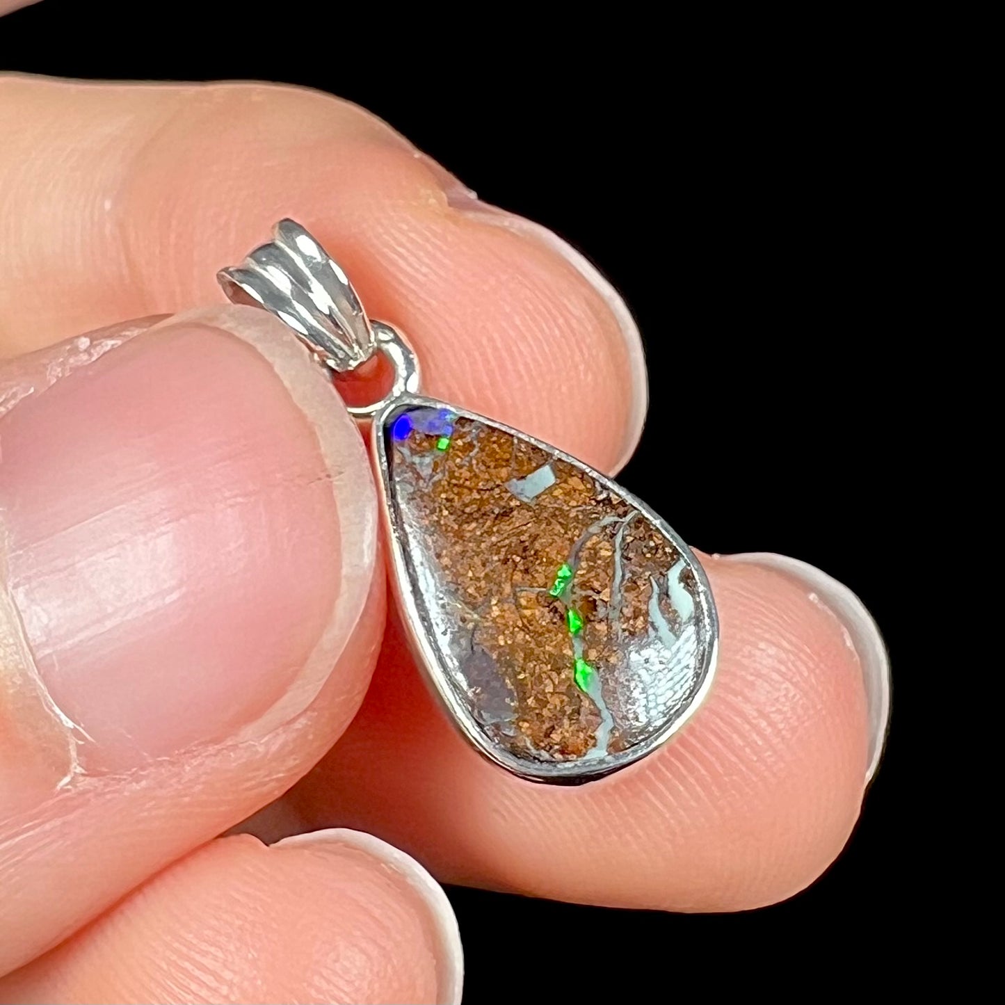 Jan | 3.20ct Boulder Opal Necklace in Sterling Silver