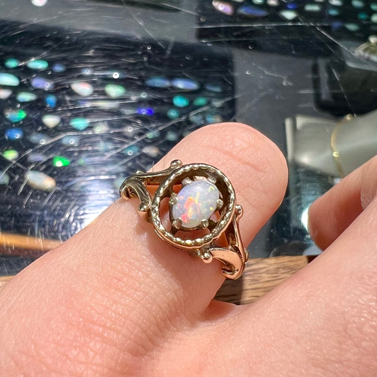 Eleanor | Nouveau Revival Opal Solitaire Ring in 10k Gold