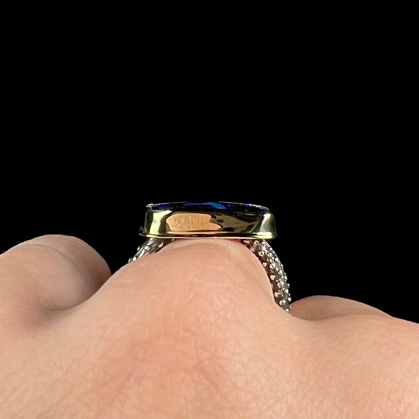 Saskia | "Elyse Clark" Boulder Opal Ring in 18k Gold & Sterling Silver