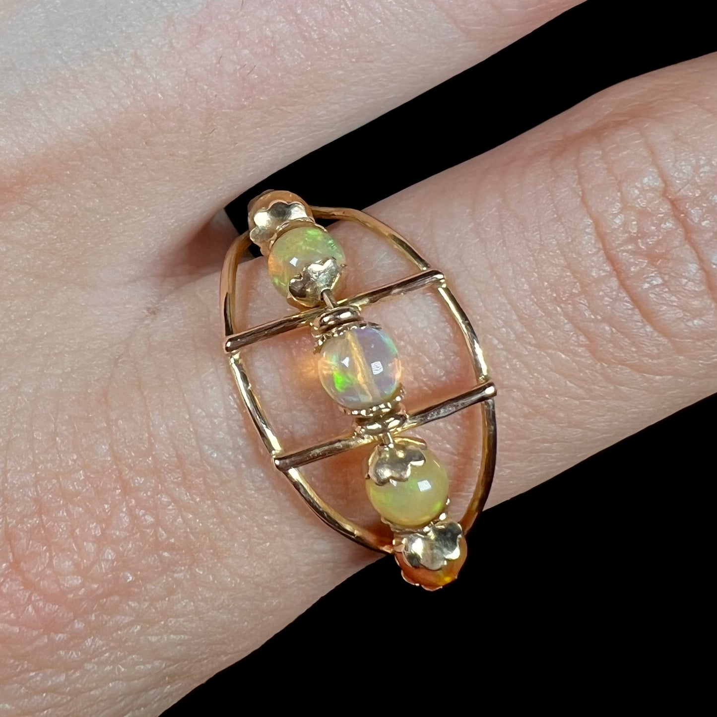 Lisa | Estate Fire Opal Spinner Ring in 18k Gold