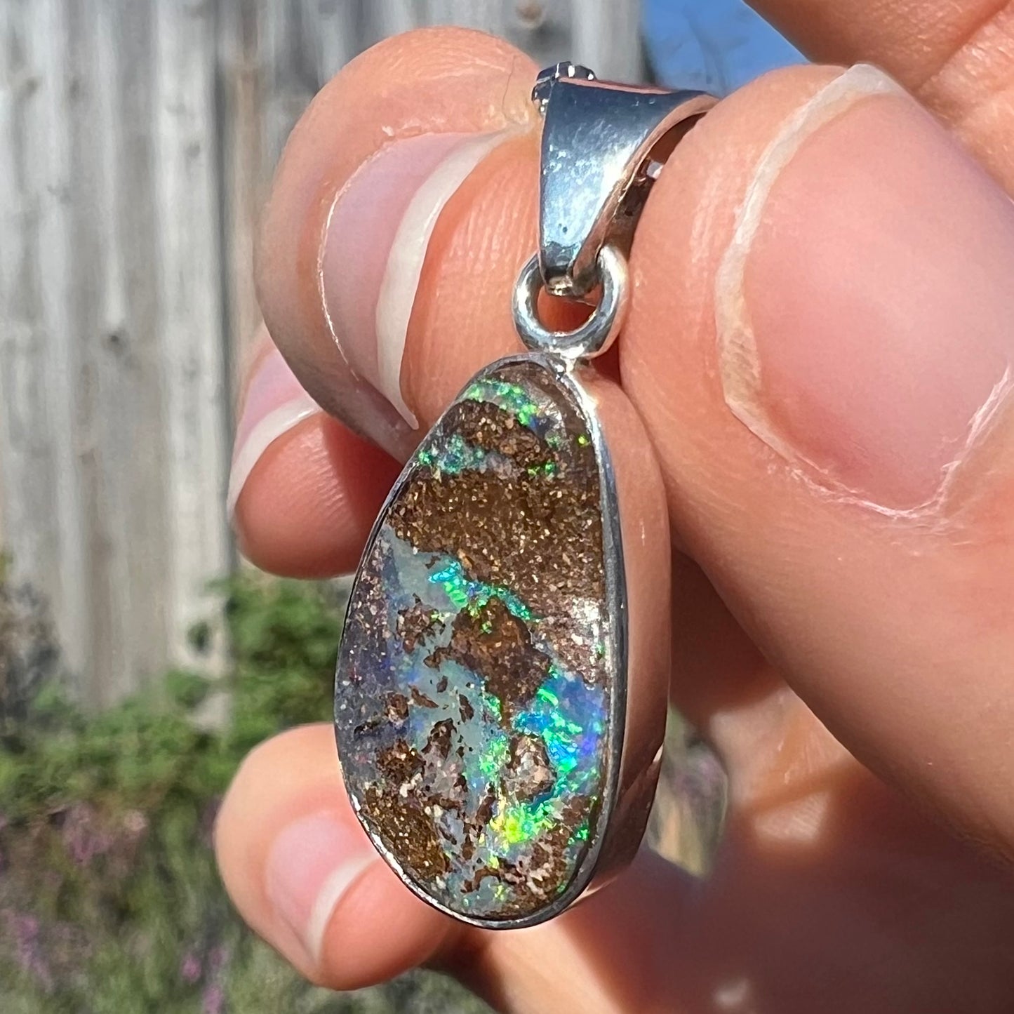 Jaanvi | 6.00ct Boulder Opal Necklace in Sterling Silver