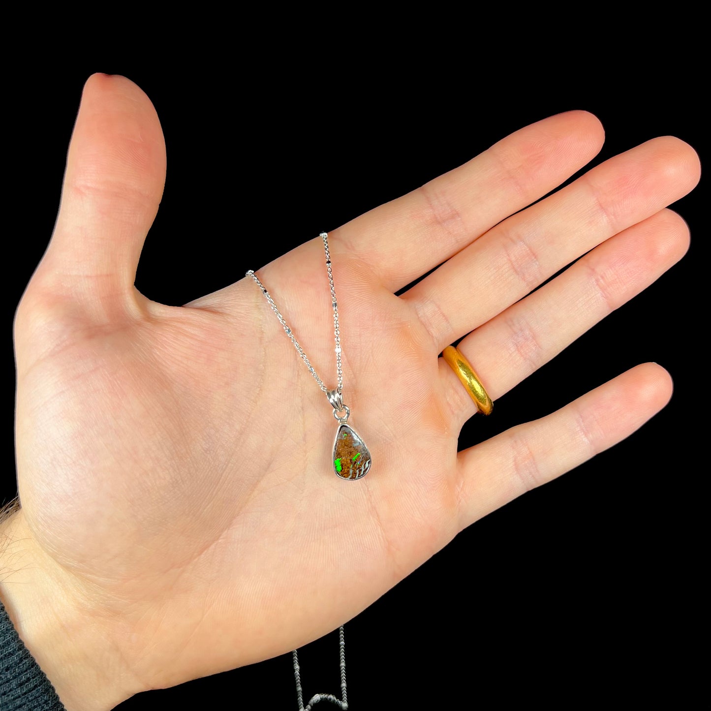 Jan | 3.20ct Boulder Opal Necklace in Sterling Silver