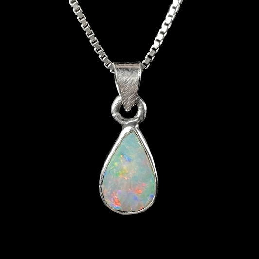 Maddie | Petite Enhanced Opal Necklace in Sterling Silver