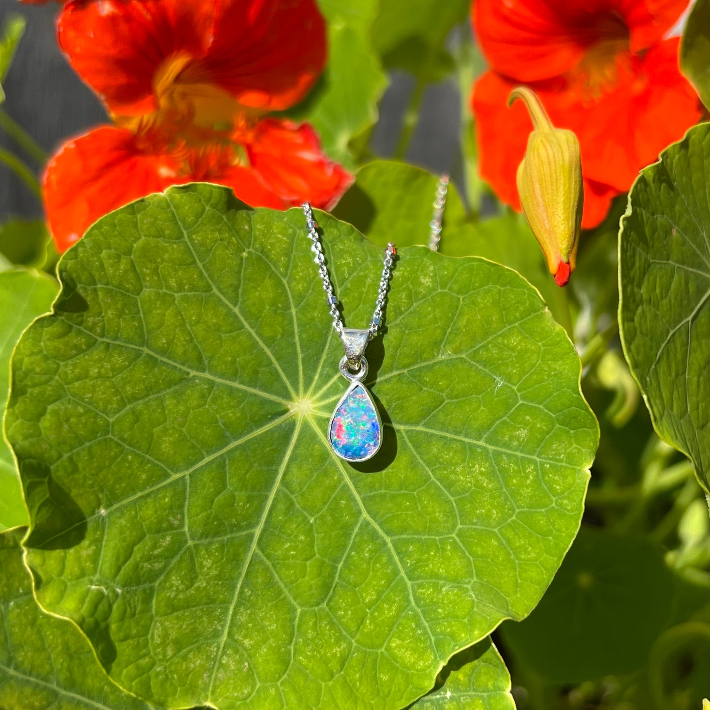 Madalyn | Vivid Enhanced Opal Necklace in Stering Silver