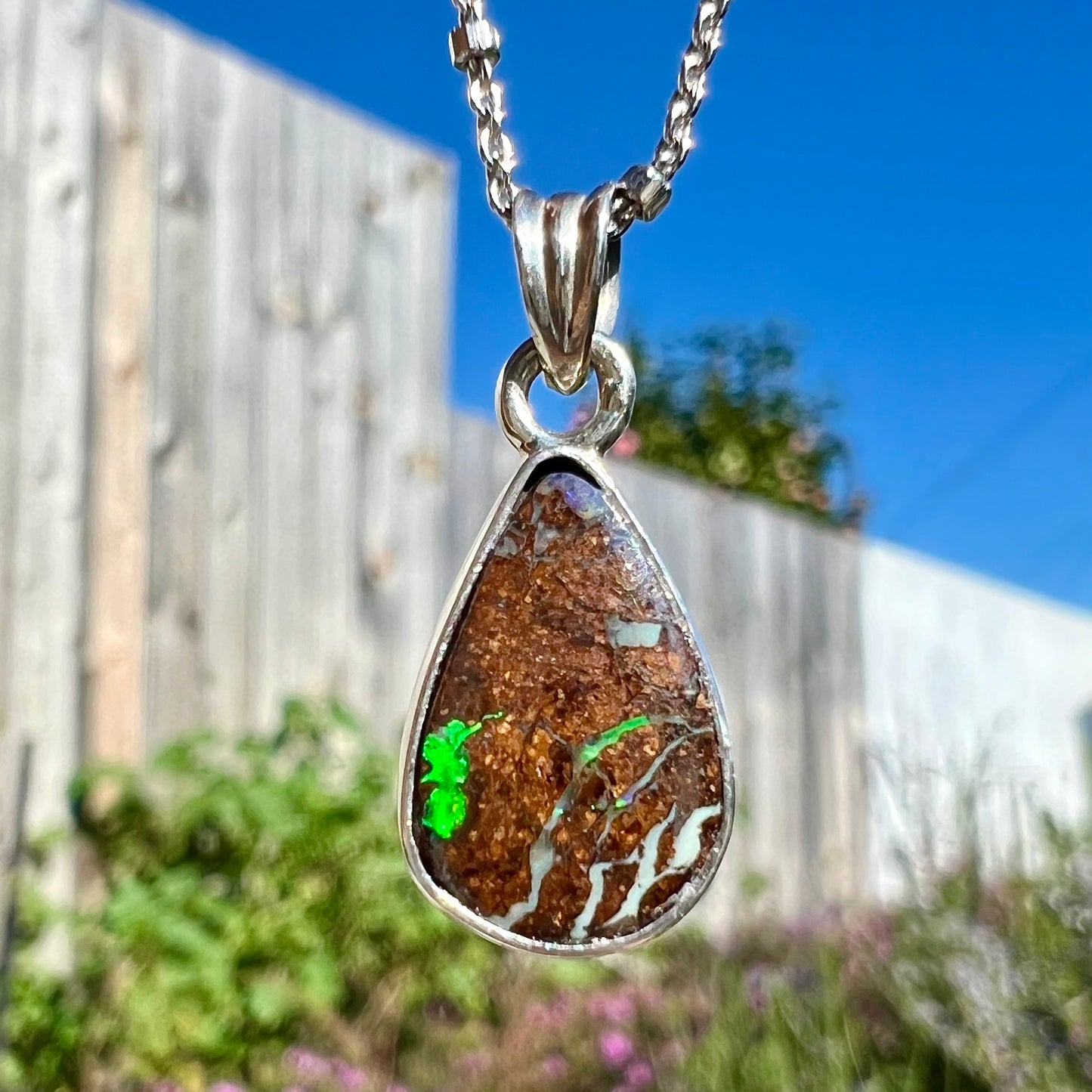 Jan | 3.20ct Boulder Opal Necklace in Sterling Silver