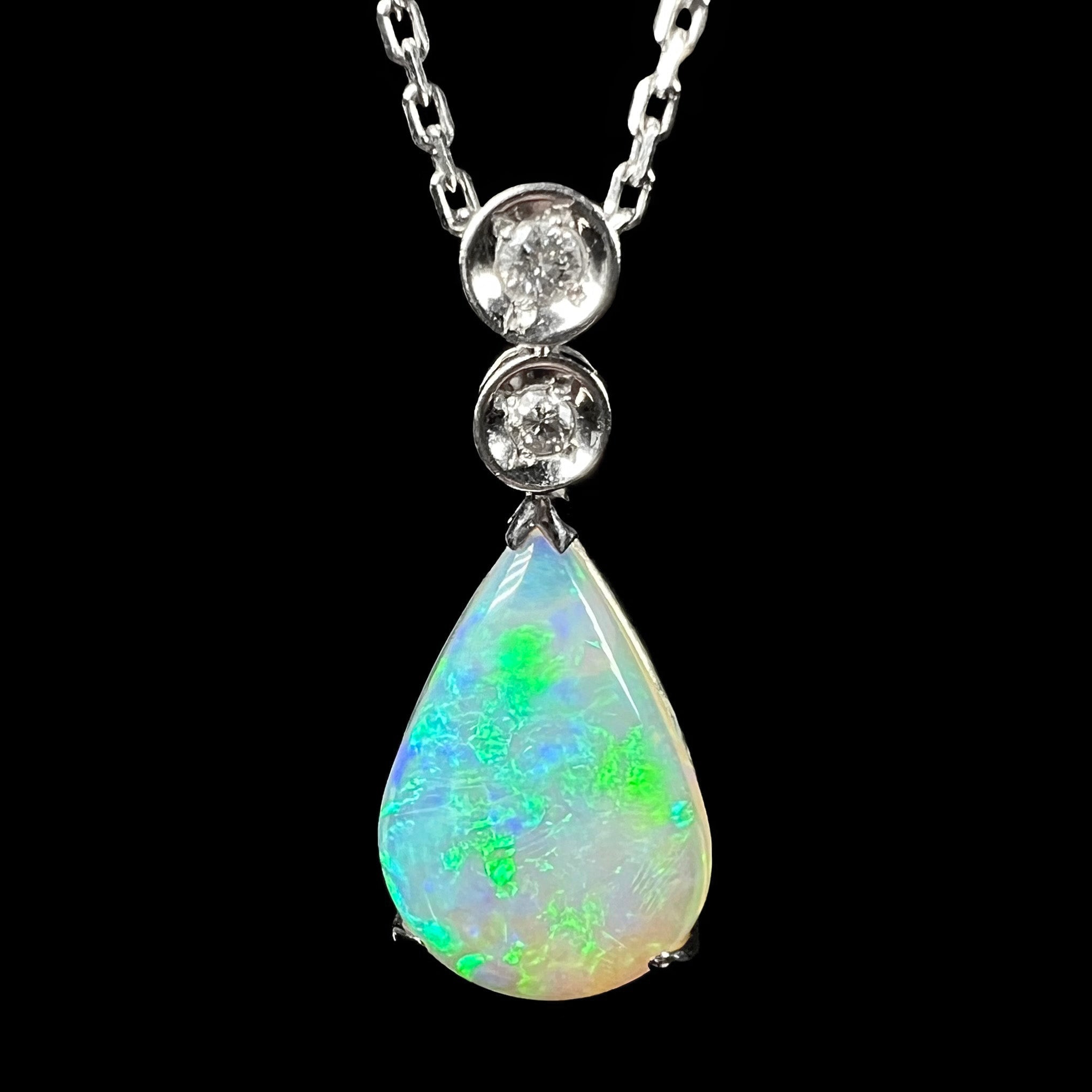 Platinum Lightning Ridge Crystal Opal Necklace | OpalPop