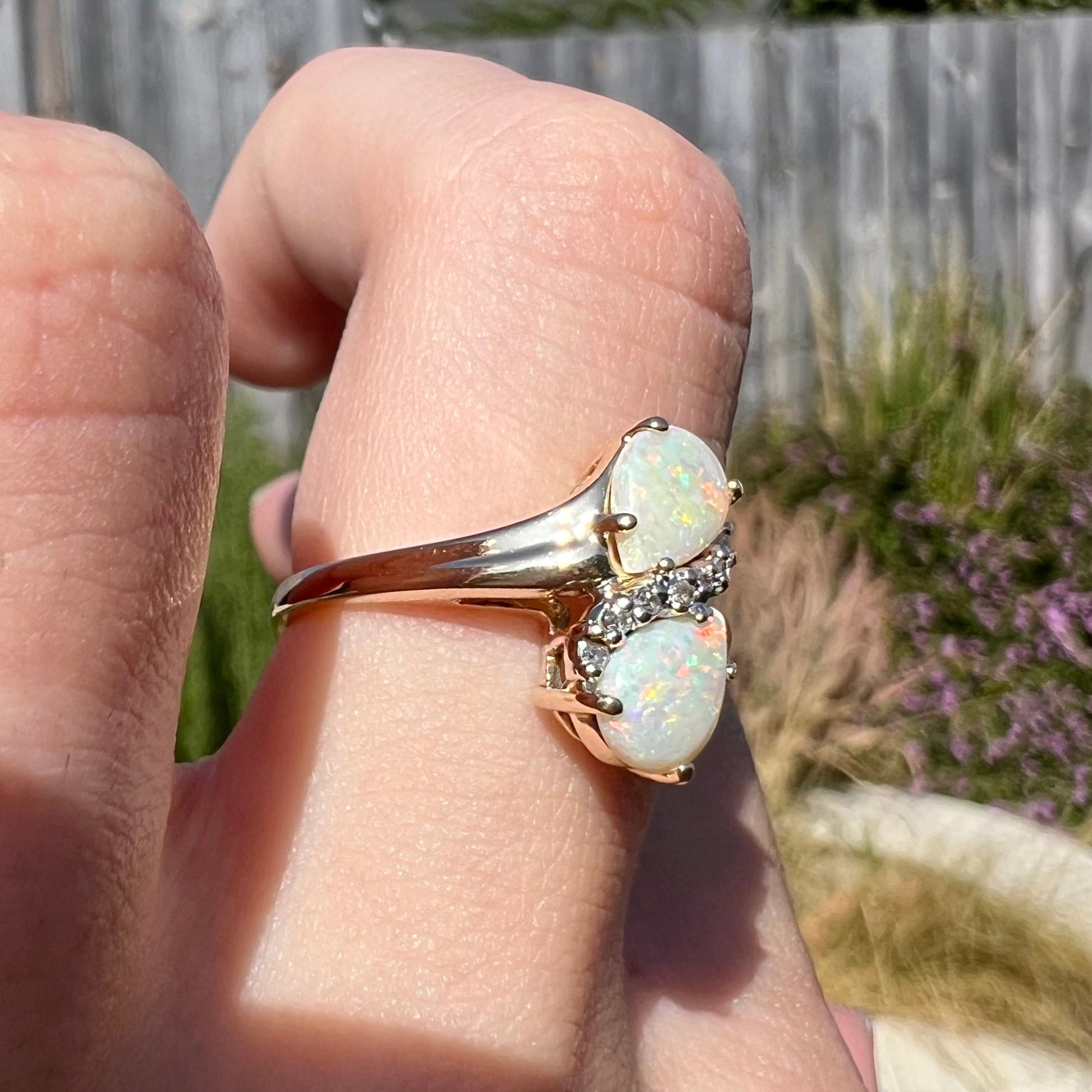 Australian Opal Diamond Infinity Ring in 14k Gold OpalPop