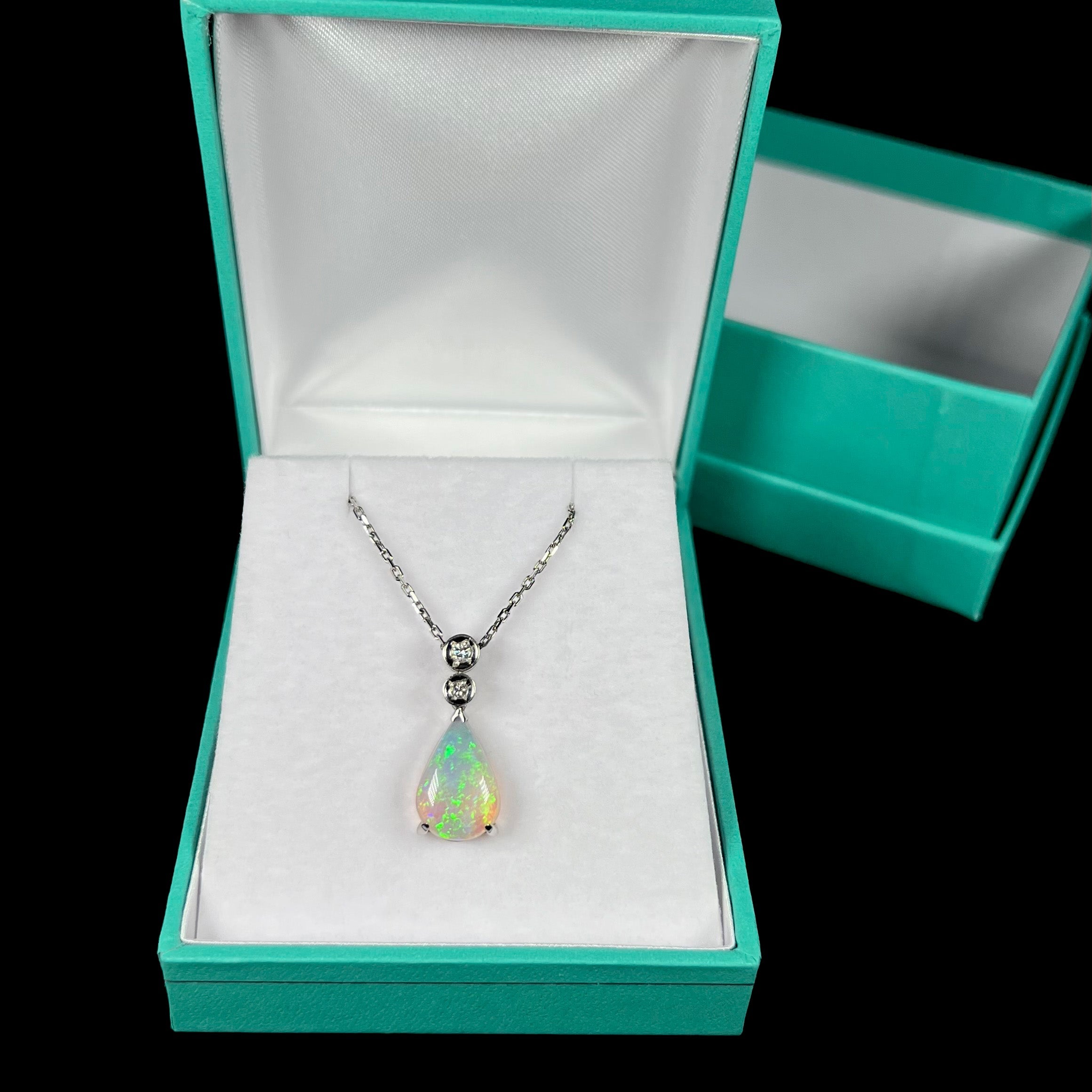Platinum Lightning Ridge Crystal Opal Necklace | OpalPop