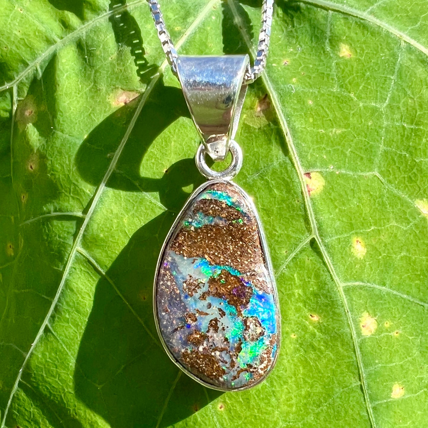 Jaanvi | 6.00ct Boulder Opal Necklace in Sterling Silver