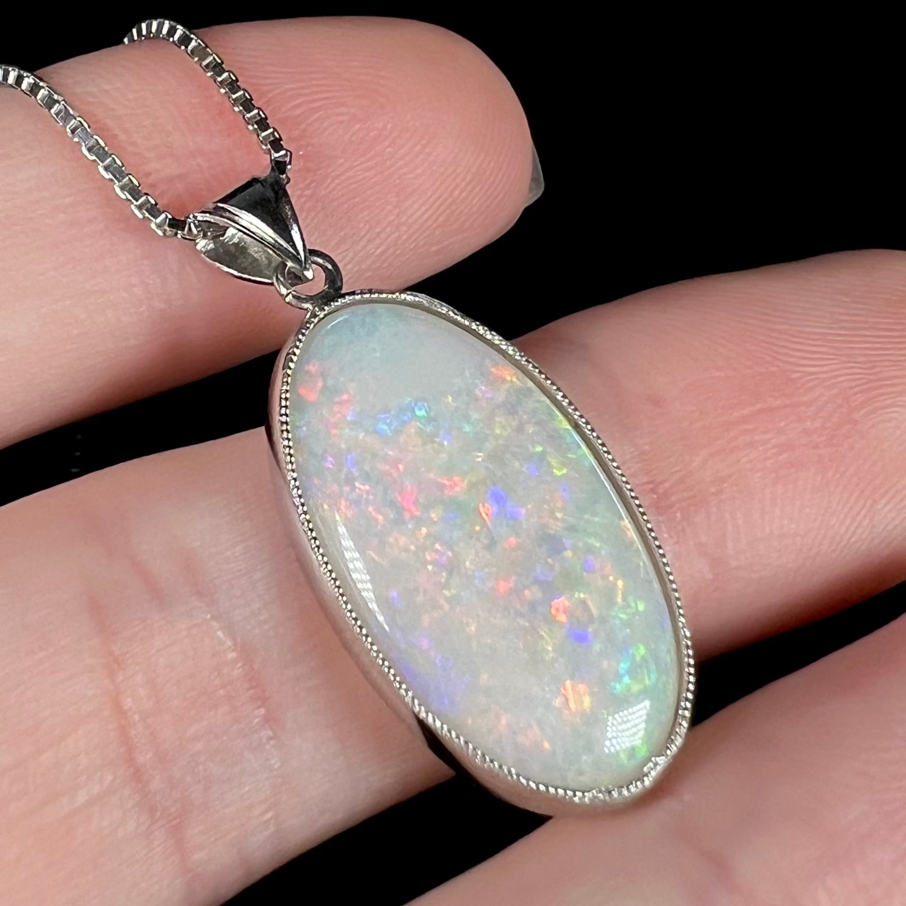 55 Carat Natural Opal Pendant In 925 Sterling Silver - 7 Carat Oval Gemstone Jewelry
