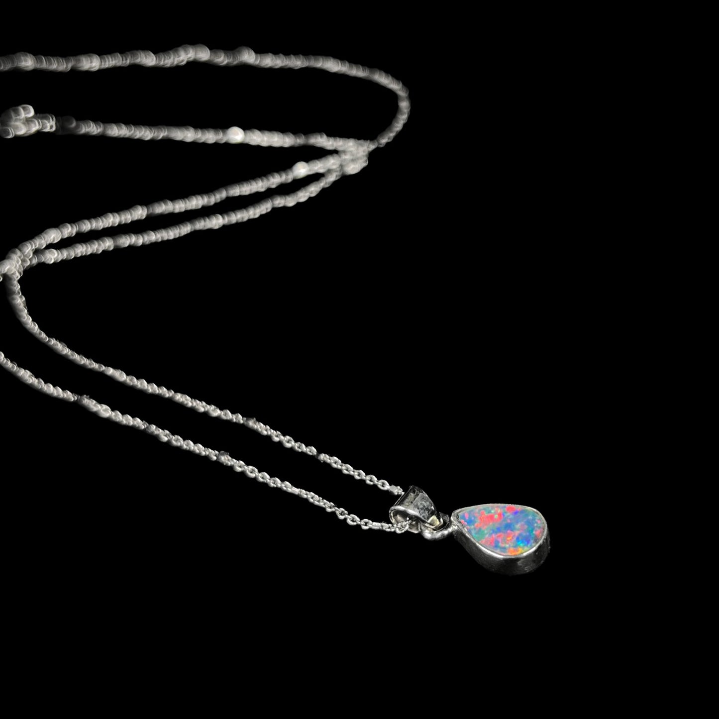 Madalyn | Vivid Enhanced Opal Necklace in Stering Silver