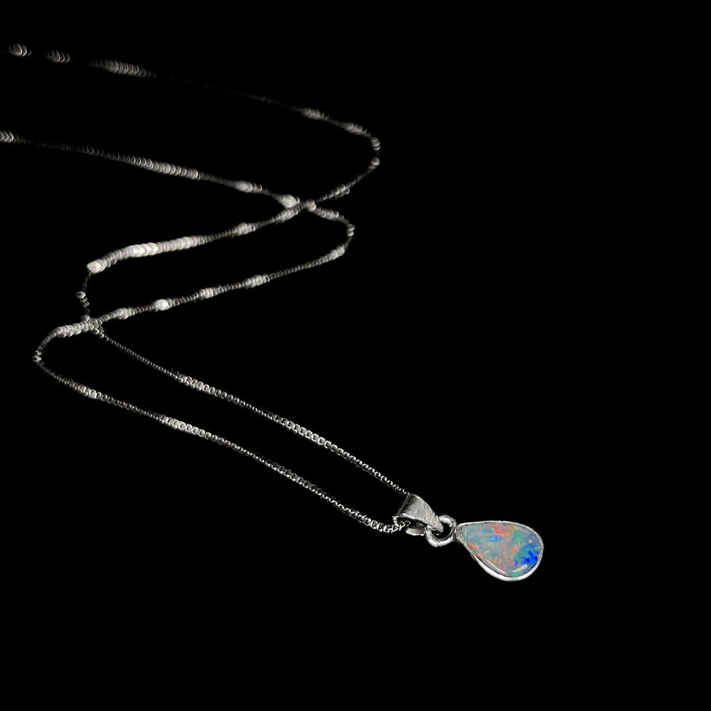 Maddie | Petite Enhanced Opal Necklace in Sterling Silver