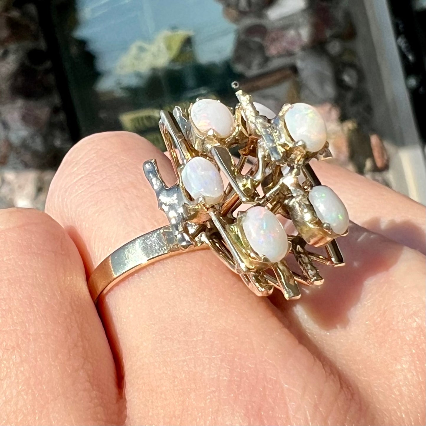 Marge | Mid-Century Modern Opal Cluster Ring in 12kt Gold, c.1950's