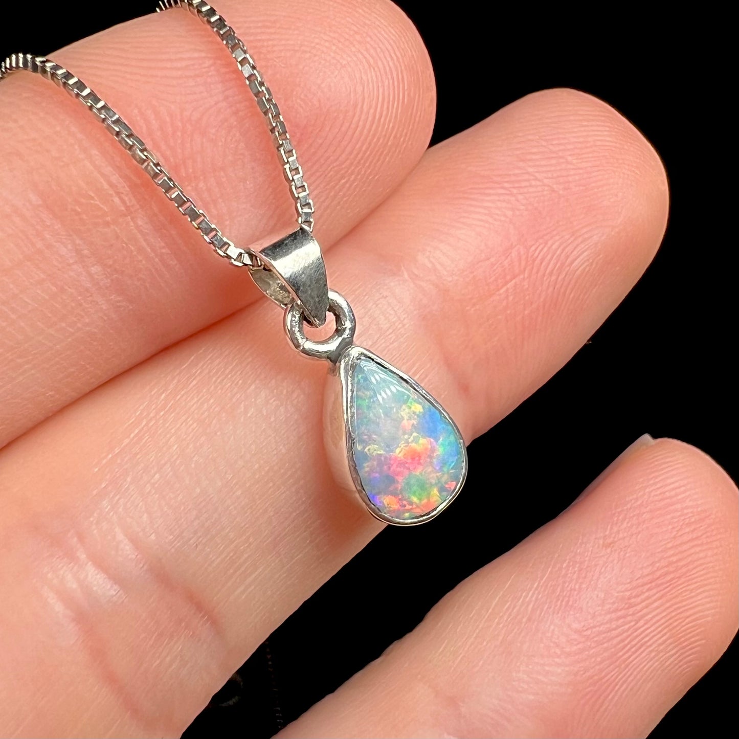 Maddie | Petite Enhanced Opal Necklace in Sterling Silver