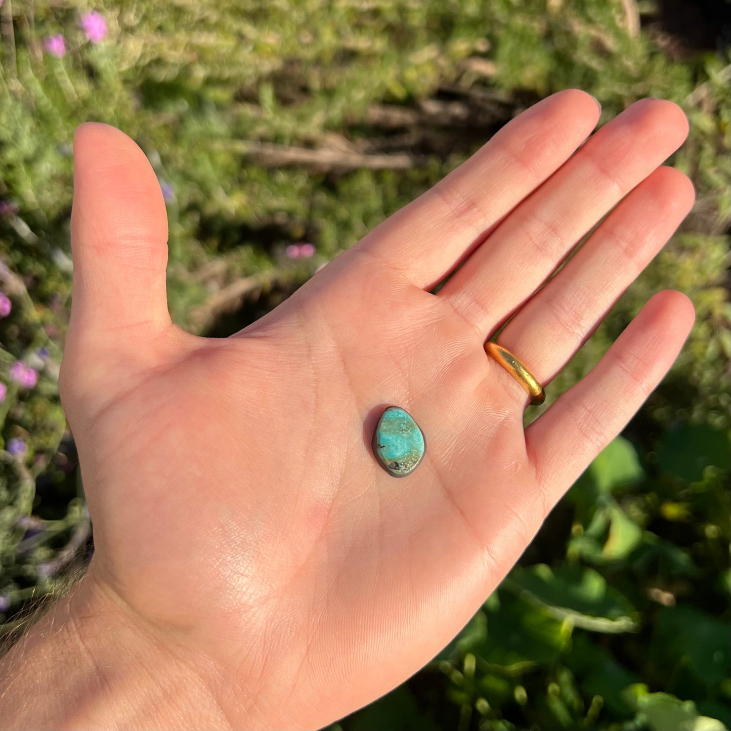 A loose Valley Blue turquoise cabochon from Lander County, Nevada.