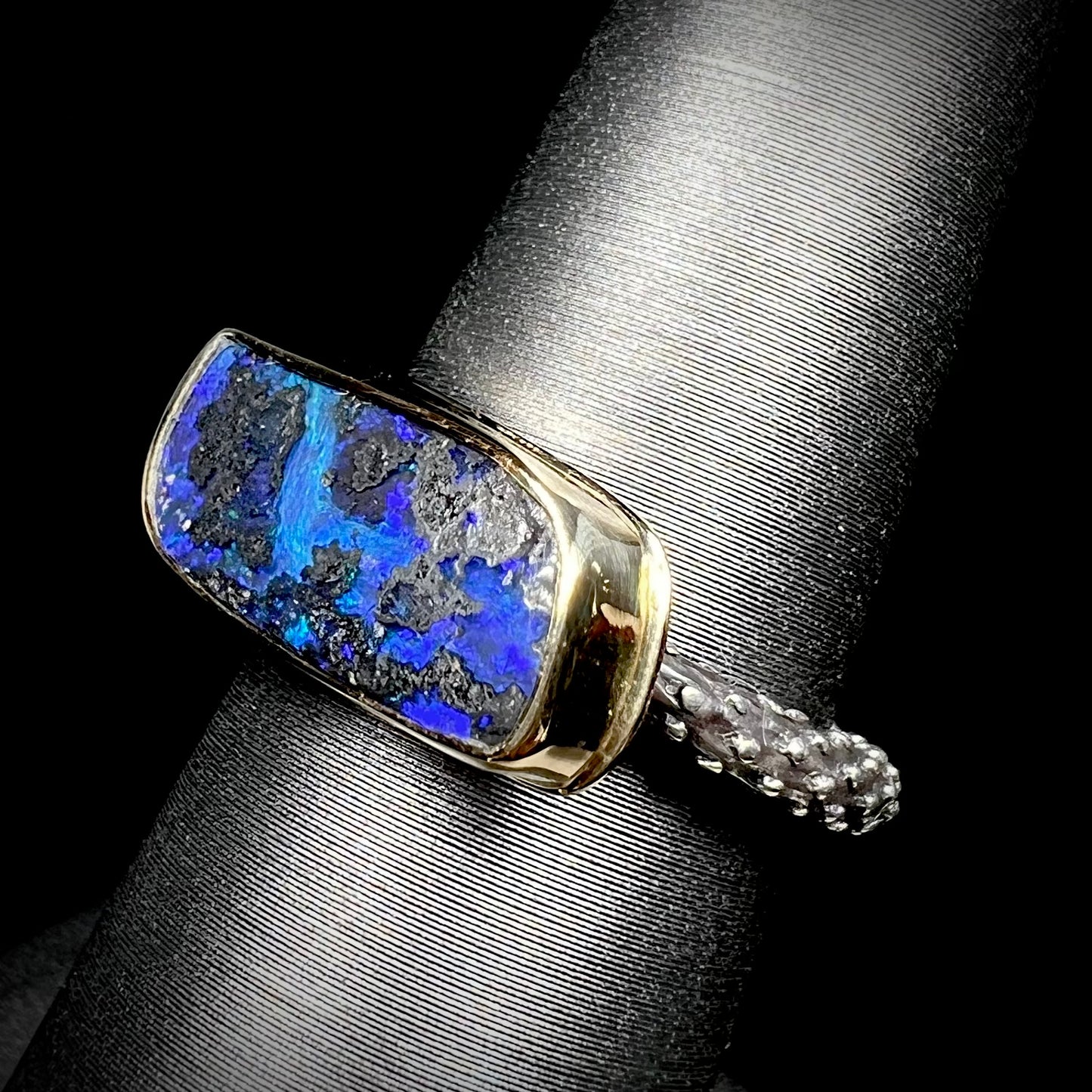 Saskia | "Elyse Clark" Boulder Opal Ring in 18k Gold & Sterling Silver