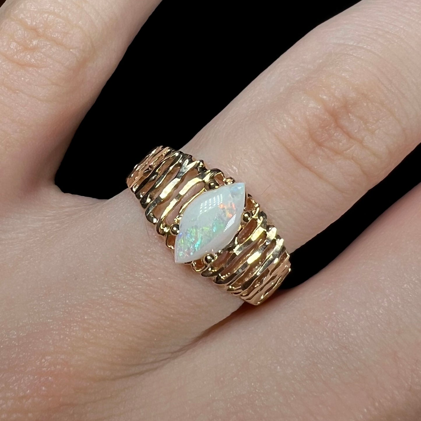 Martina | Marquise Cut Australian Opal Ring in 10k Gold