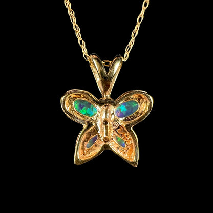 Morpho | Dainty Lab-Created Opal & CZ Butterfly Necklace in 10k Gold
